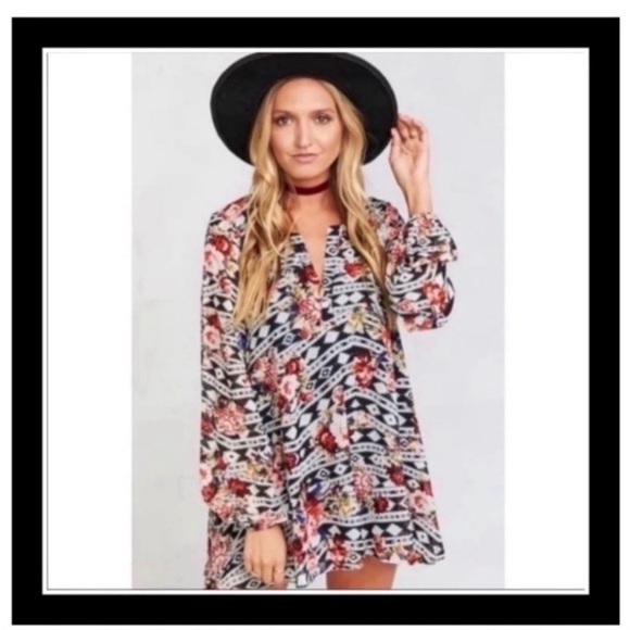 SHOW ME YOUR MUMU Tribal Floral Boho Mini Dress - Picture 3 of 8